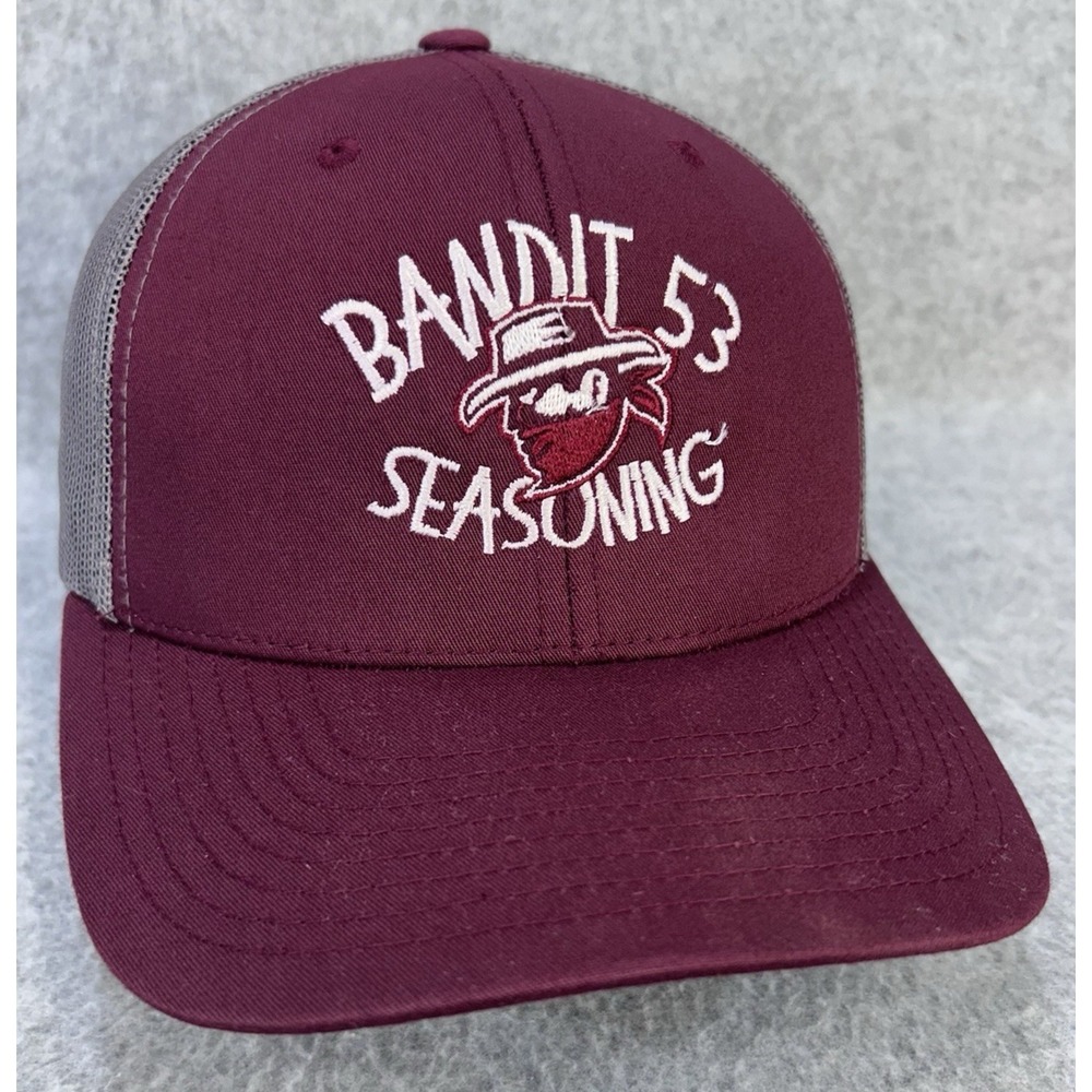 Bandit 53 Seasoning Embroidered Yupoong Maroon Gray Trucker Snapback Hat